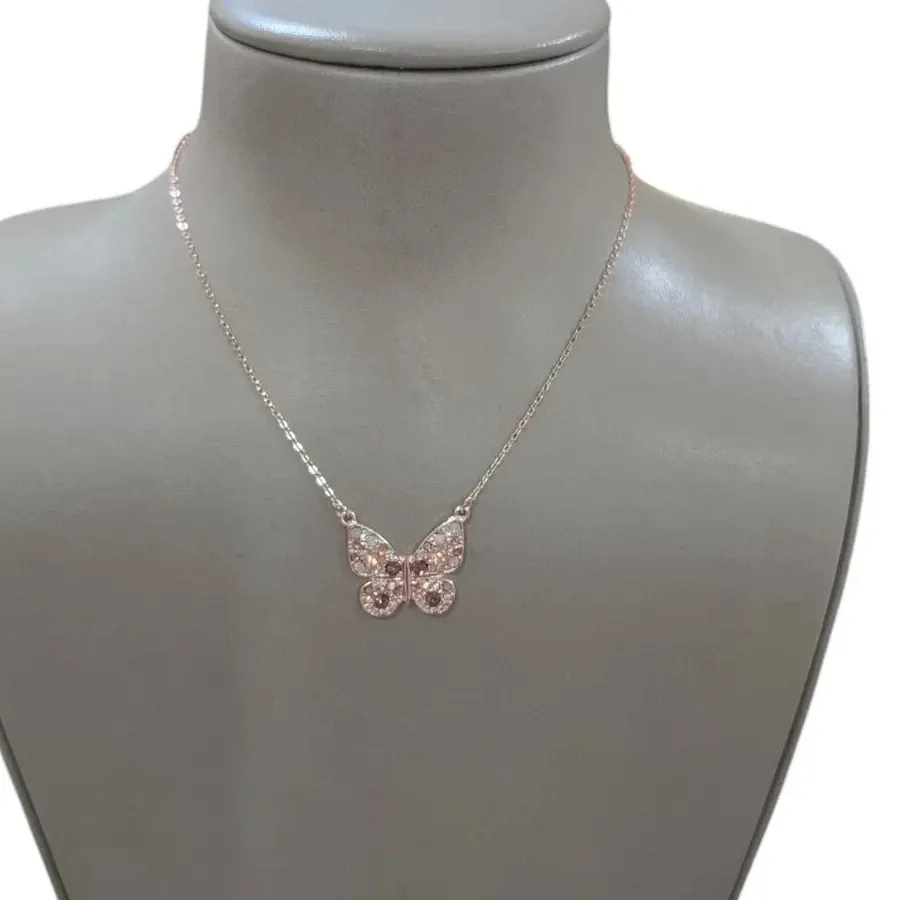 Authentic Lc Lauren Conrad Butterfly Necklace Rose Gold Plated Multi Color Nwt