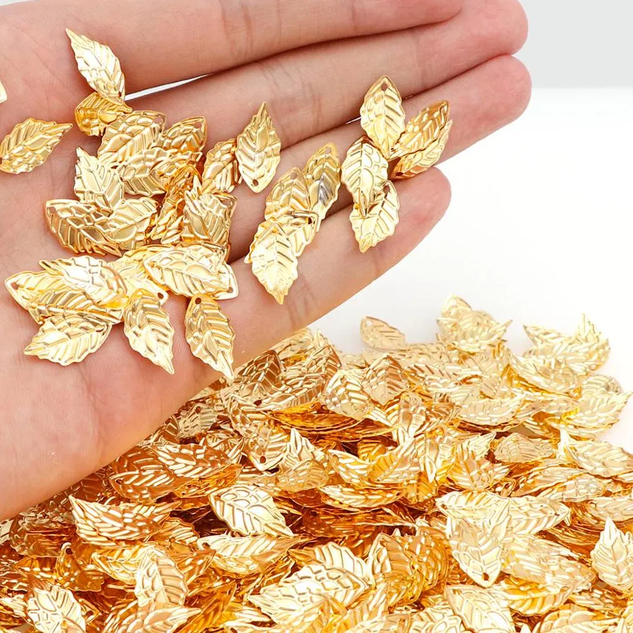 Authentic 100Pieces/Lot Gold/Metal Charms Stamping Leaf Earring Charms Pendants DIY Floating Charms for Jewelry Making 10*19mm