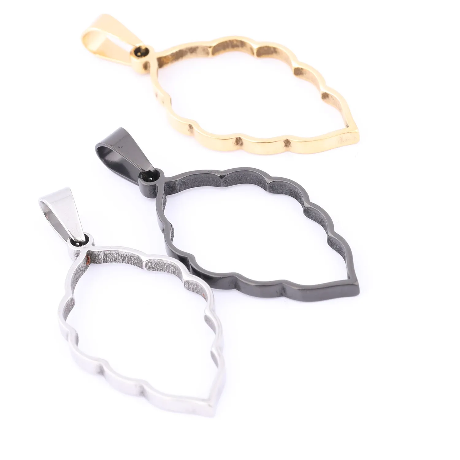 Authentic 10pcs Stainless Steel Open Tree Leaf Bezel Charms Gold Plated Diy Pendant Frame Setting Blanks For Resin Necklace Jewelry Making