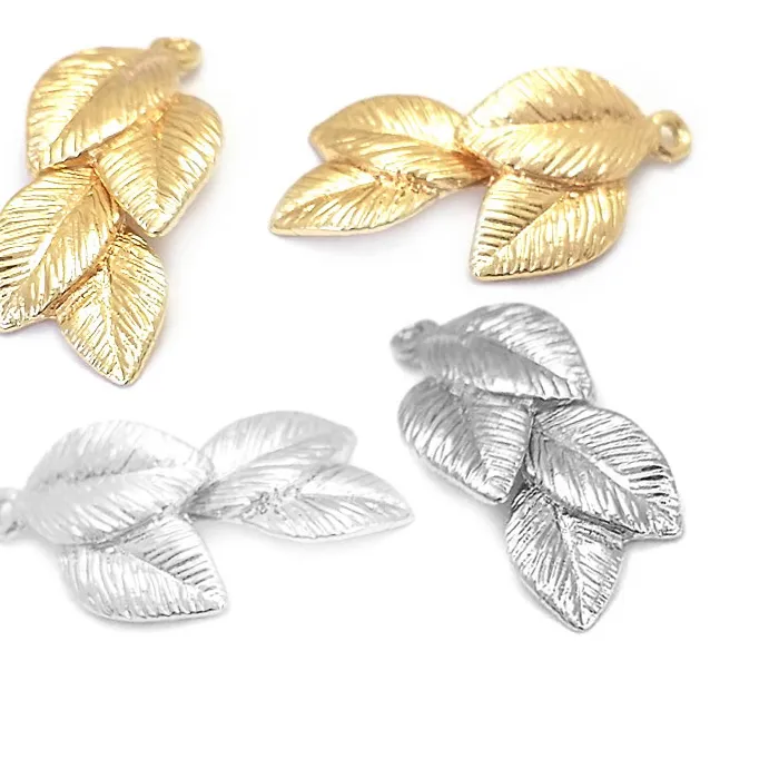 Authentic 18K Gold Color Brass Combined Tree Leaf Leaves Charms Pendants Diy Jewelry Making Supplies Necklace Earrings Accessories