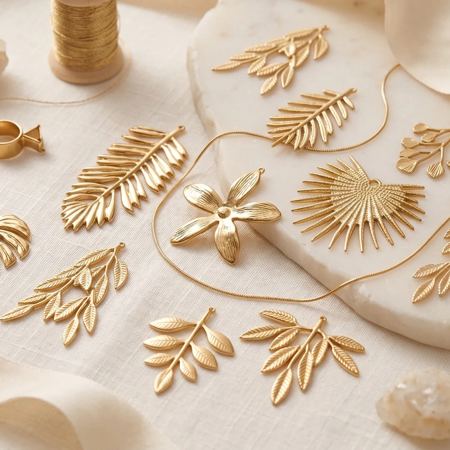 Authentic 2Pcs 304 Stainless Steel Pendants Leaf Plant Flower 18K Gold Plated Charms For DIY Necklace Earrings Jewelry Making Findings