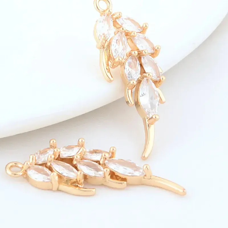 Authentic 12*32MM 14K Gold Color Brass Leaf Leaves Charms Pendants Necklace Earrings Jewelry Making Supplies Accessories