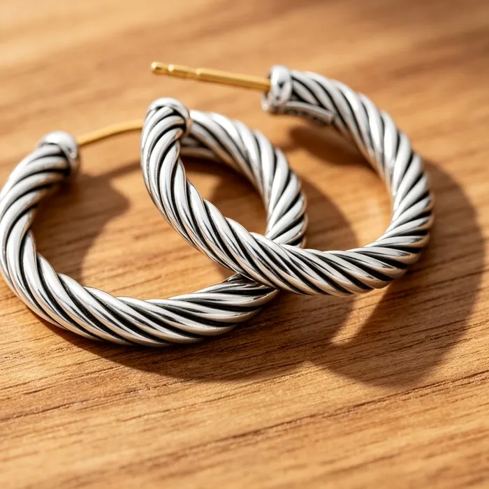 Authentic The Infinite Spiral Silver Hoops