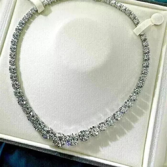 Authentic The White Gold Moonlight 20- Carat Lab- Created Diamond Tennis Necklace