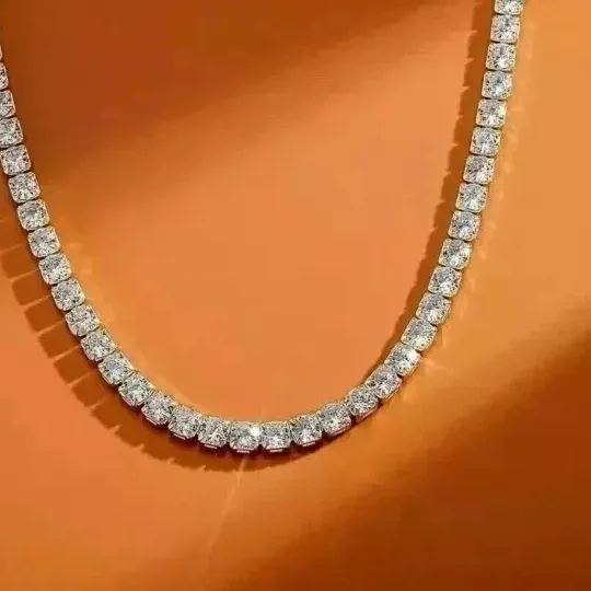 Authentic Celestial Radiance Lab Created Diamond Tennis Necklace In 14K White Gold Finish