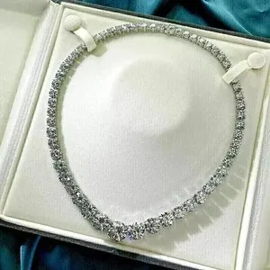 Authentic Celestial Continuum Lab- Created Diamond Tennis Necklace In 14K White Gold Plate