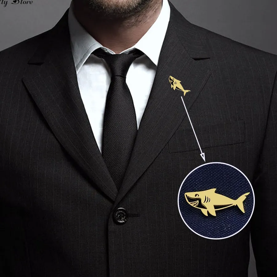 Authentic Watty's original stainless steel shark brooch, a fashionable backpack pendant, suit lapel pin, a gift badge for friends.