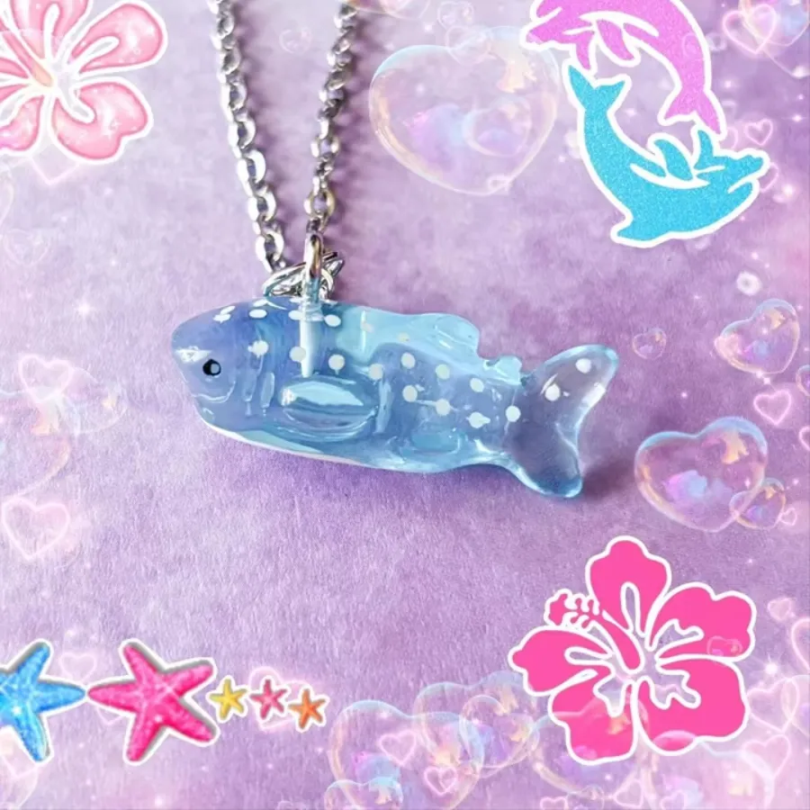 Authentic Sweet Adorable Blue Whale Shark Clothing Accessories Necklace Birthday Party Jewelry Charms Gifts For Girls