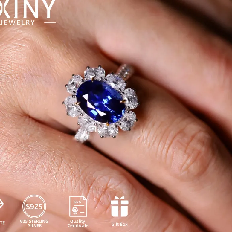 Authentic Azure Starlight 2Ct Oval Blue Moissanite Halo Talisman In Sterling Silver