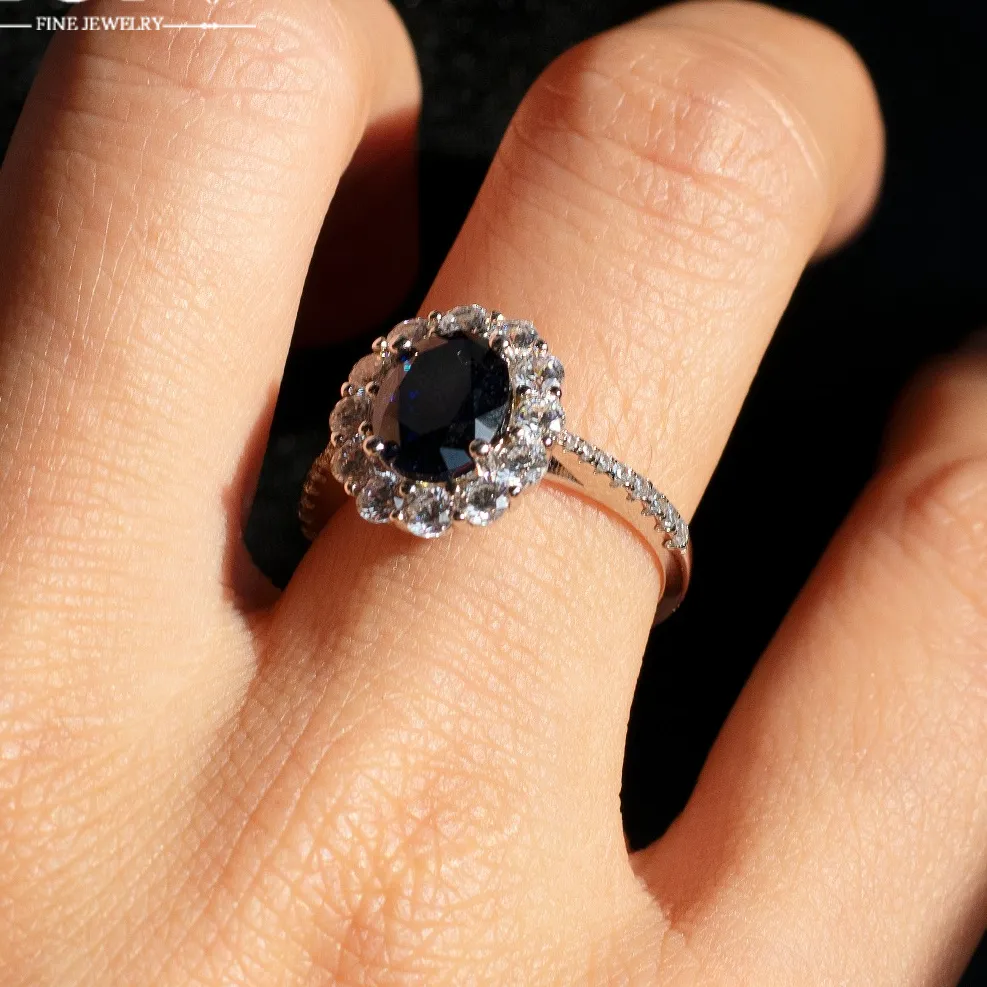 Authentic The Celestial Resonance Oval Moissanite And Blue Zircon Talisman Ring