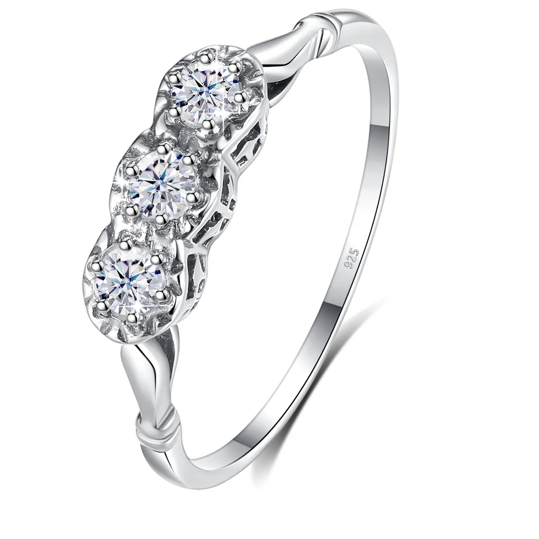 Authentic The Triad Of Eternal Light Moissanite Gold- Plated Talisman Ring