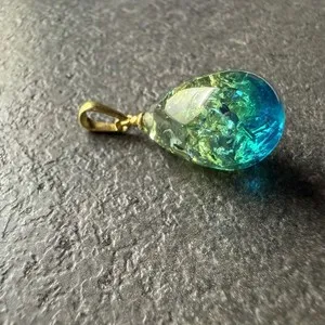 Authentic Azure Breath Blue Baltic Amber Gold- Plated Silver Talisman