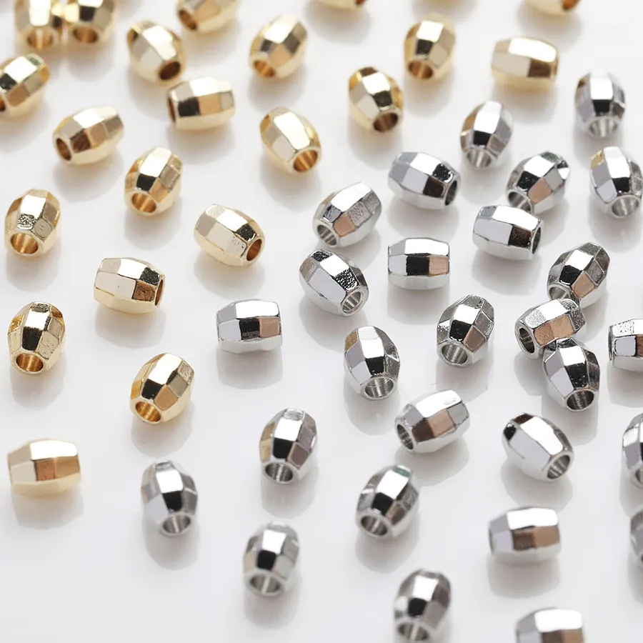Authentic 30PCS Dainty Oval Brass Beads Spacer Bead for Jewelry Making Bracelet Necklace Supplies DIY 14k Gold Plated Accessory 3.8*4.5mm