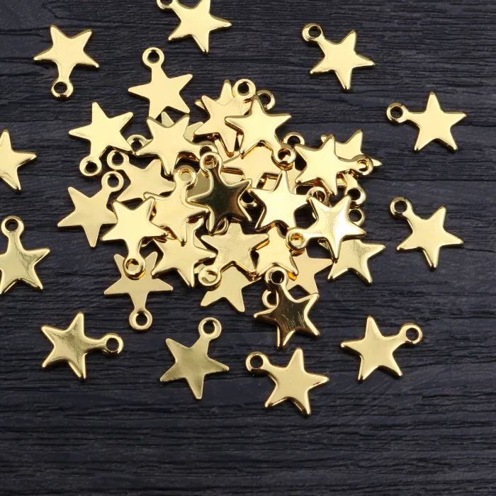 Authentic 30pcs 10x8mm No Fade 316 Gold Plated Star Charms Pendant for DIY Necklace Bracelet Craft Jewelry Making Findings