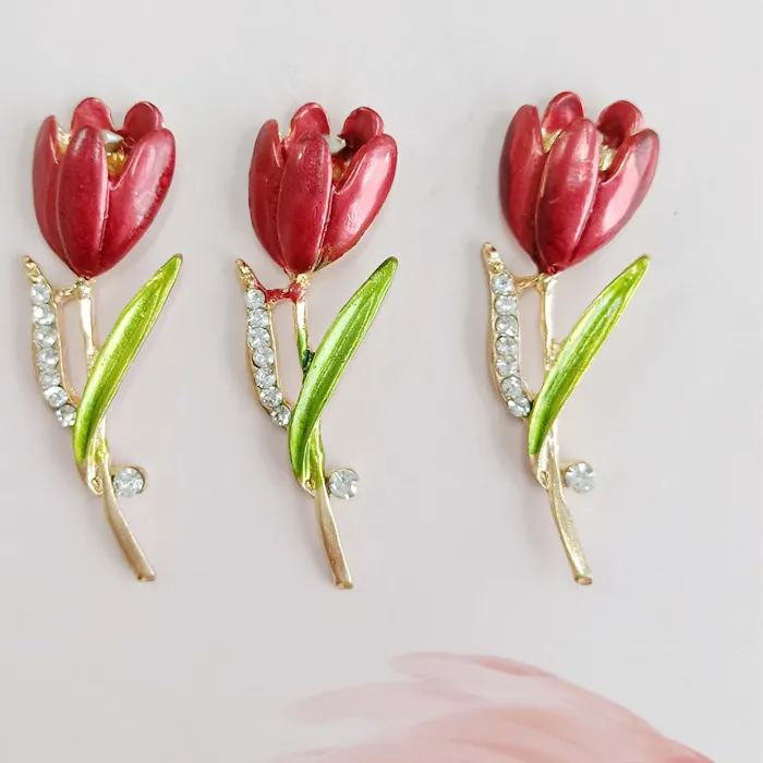 Authentic 30PCS 17*51mm Gold color Alloy Material  Crystal Enamel Flower Charm Pendant for Wedding Head DIY Handmade Jewelry Making