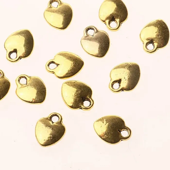 Authentic 30pcs 10*8mm Dark Gold Color 2sided Heart Shaped Drop Charms H3087 Charms for Jewelry Making
