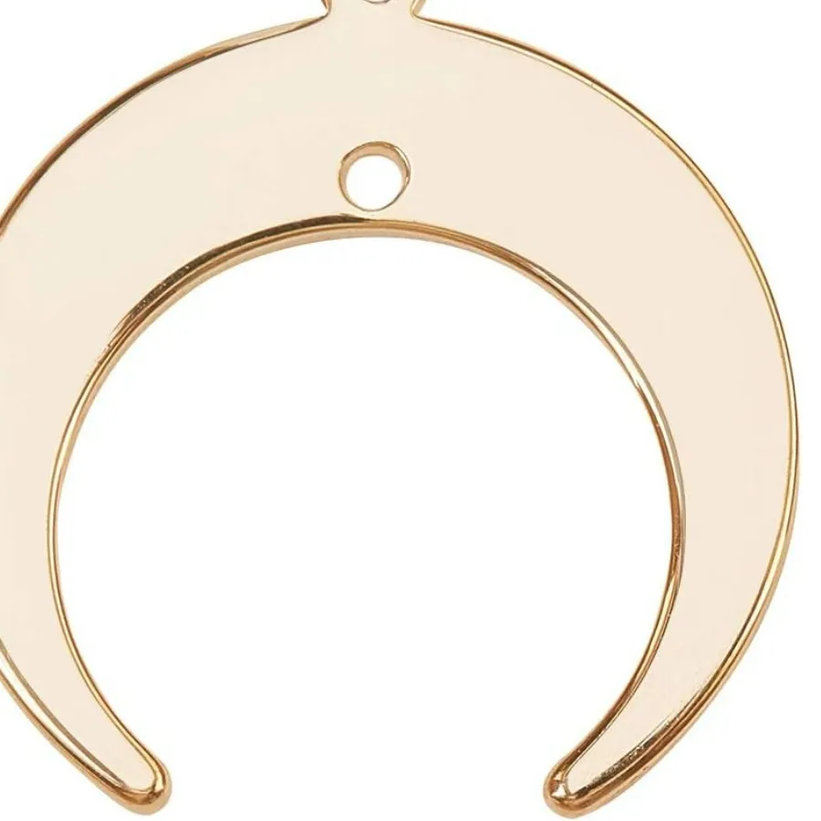Authentic 30PCS 18K Gold Plated Crescent Moon Pendant 3D Double Horn Charm with 2 Holes for DIY Jewelry Making Findings 19x18x1mm