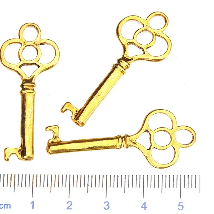 Authentic 30pcs Supplies For Jewelry Charms Gold Plated Keys Metal Keychains Suspension DIY Bracelets Hand Make Accessories And Components