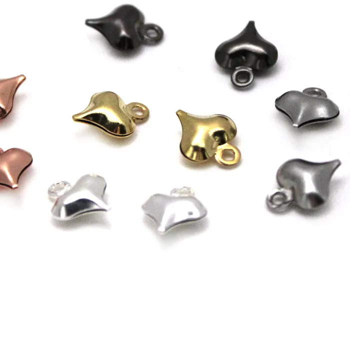 Authentic 30pcs/lot 8x10mm Stainless Steel Gold Plated Hearts Pendant Charms for Bracelet Necklace Pendants DIY Jewelry Making Accessories