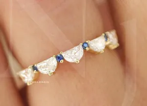 Authentic Celestial Crescent Moonstone Band In Radiant Gold