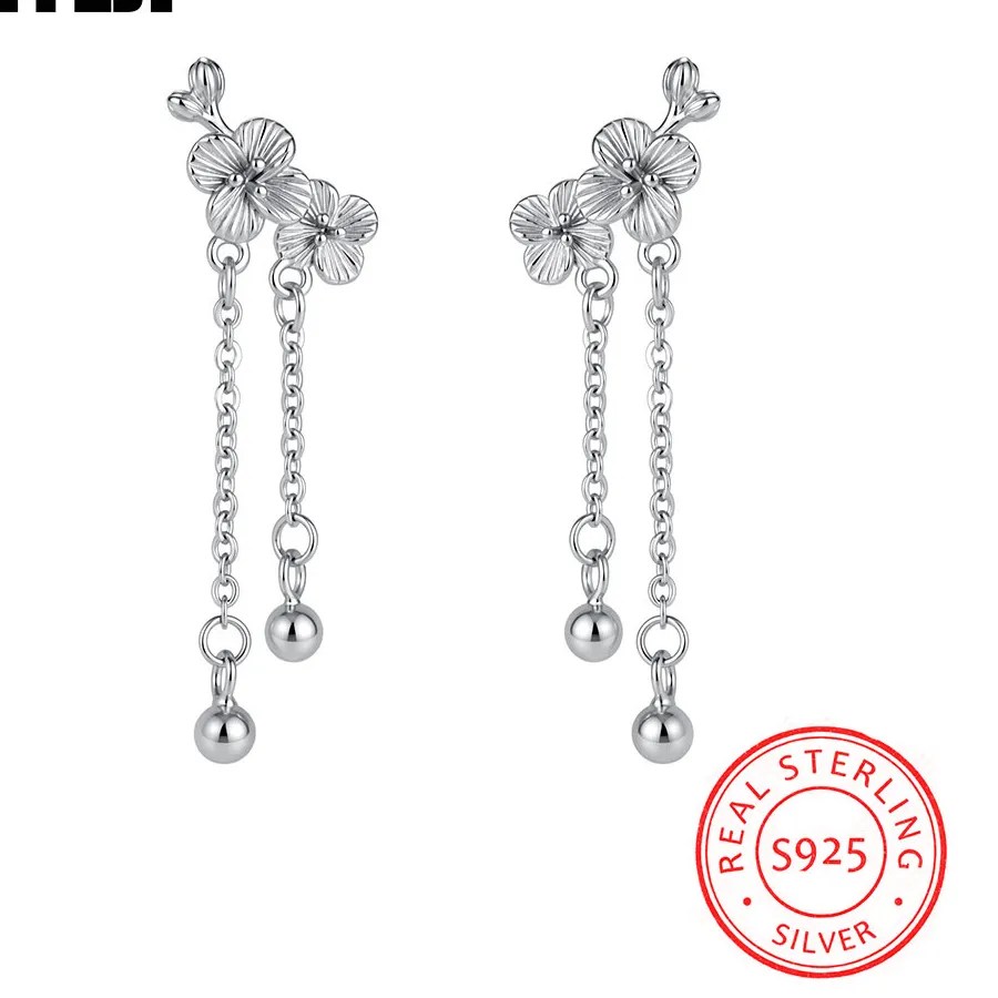 Authentic Whispering Blossoms S999 Silver Tassel Earrings