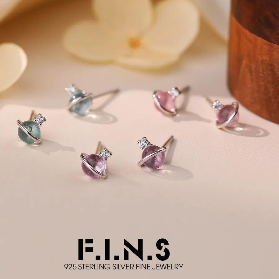 Authentic Celestial Orbit Resin And Sterling Silver Ear Studs