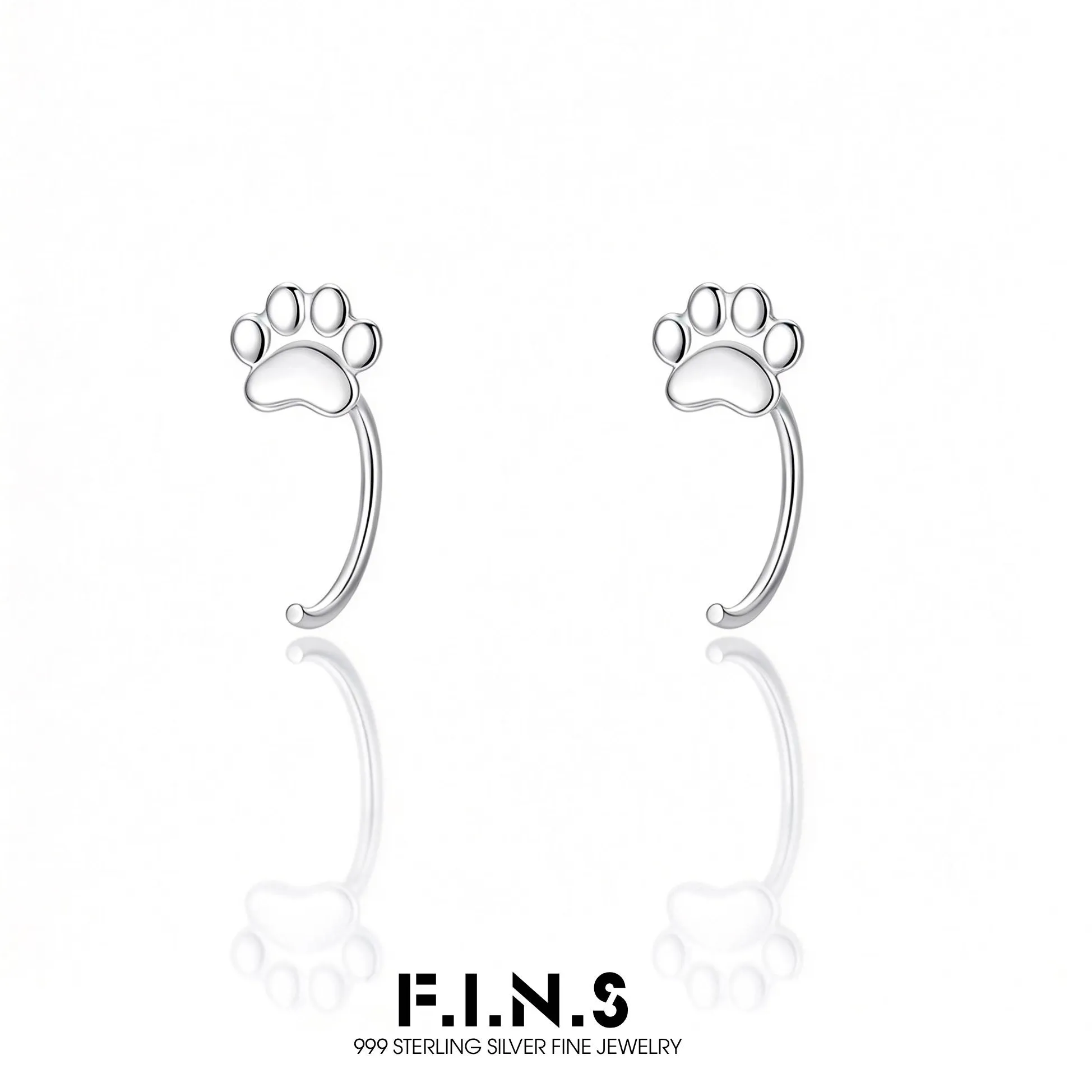 Authentic Silver Moonlit Cat Paw Earrings Enchanted Huggies