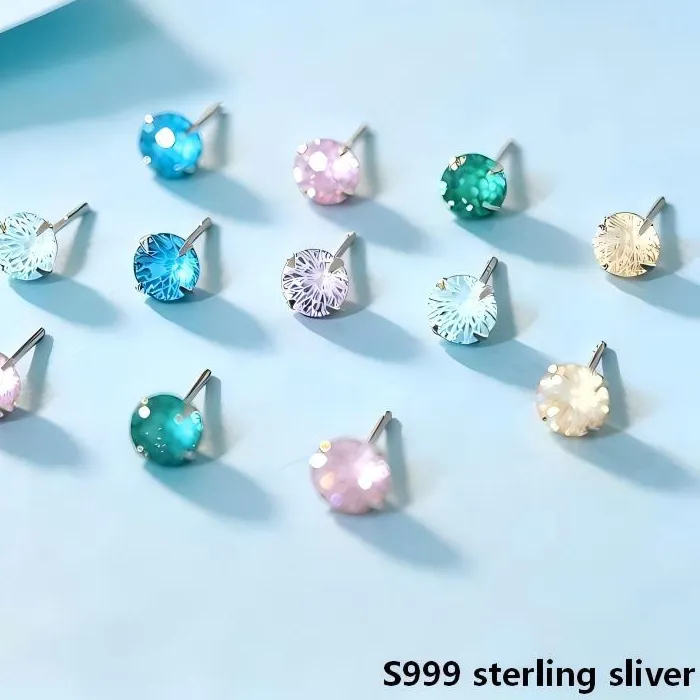 Authentic Celestial Firework S999 Sterling Silver And Cz Stud Earrings