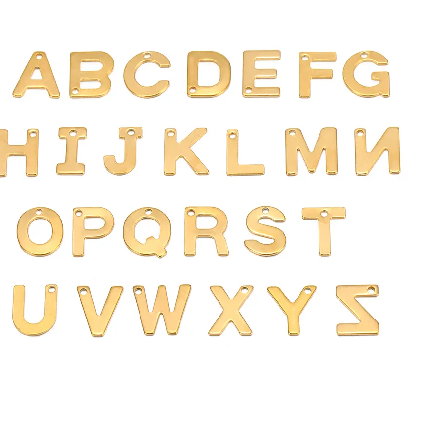 Authentic 30pcs Stainless Steel Gold Color A-Z 26 Letter Pendant Alphabet Charms Pendant for DIY Jewelry Making Earrings Bracelet Necklace