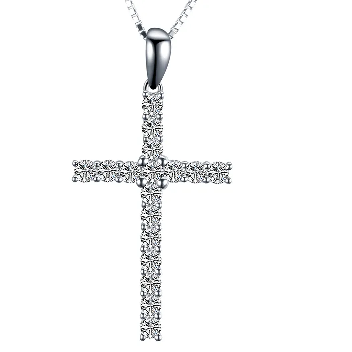 Authentic Radiant Cross Of Hope 18K White Gold Pendant