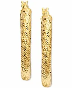 Authentic Celestial Gold- Plated Oval Hoop Earrings- Harmony & Protection