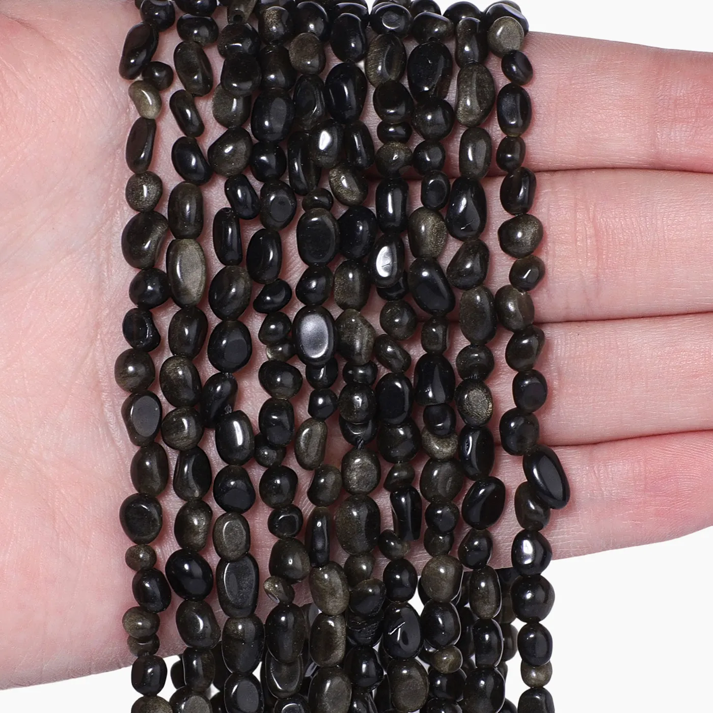 Authentic 4-6mm Irregular Natural Stone Gold Color Obsidian Beads Gravel Loose Beads for Jewelry Making DIY Charms Bracelets Accessories