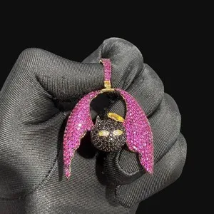Authentic The Crimson Guardian 14K Gold Plated Bat Amulet With Lab- Crafted Pink Diamond