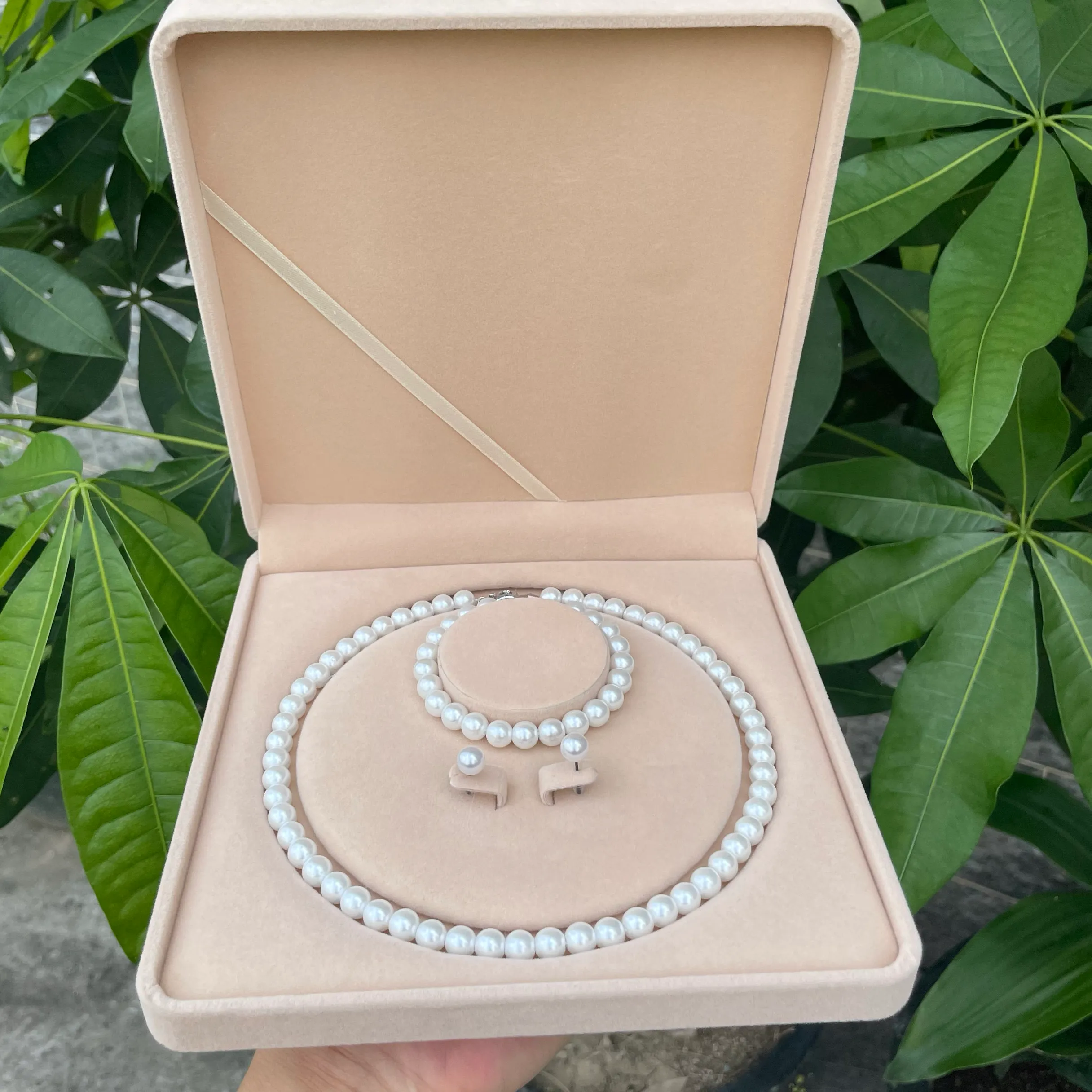 Authentic Elegant Aaaa8- 9Mm Natural Japanese Pearl Necklace 18In Bracelet 7.5- 8In Earrings 925S- Box Needed Contact Customer Service