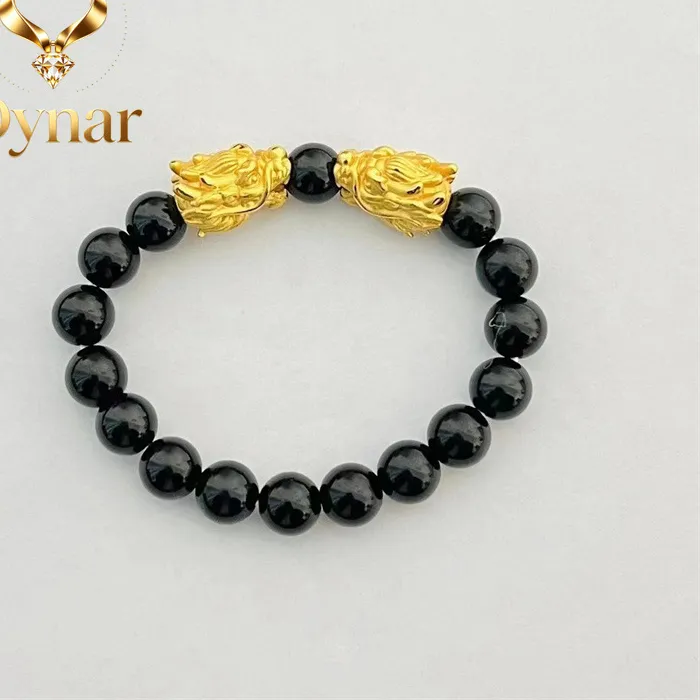 Authentic The Celestial Twin Dragon Obsidian Guardian Bracelet