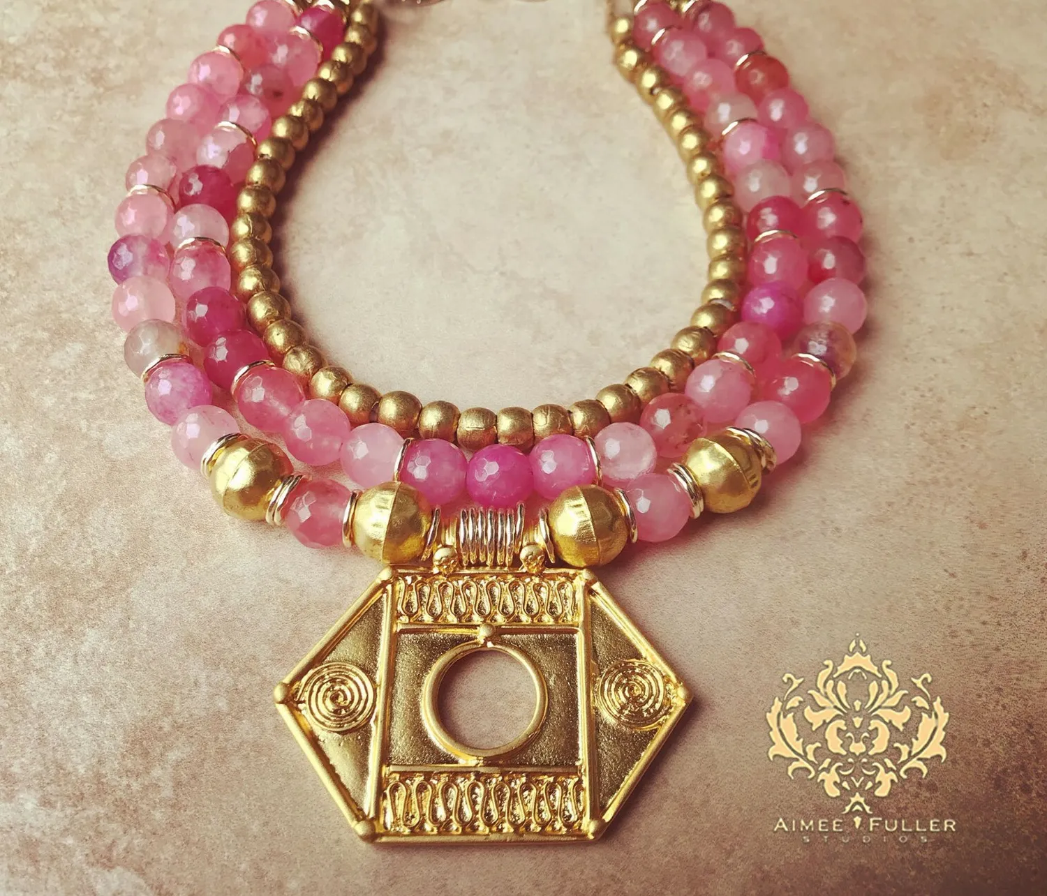 Authentic The Golden Nomadic Heart 22K Gold Plated Statement Necklace