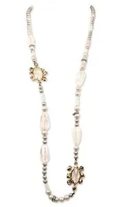 Authentic Radiant Luminescence Gold- Plated Station Necklace With Faux Pearls