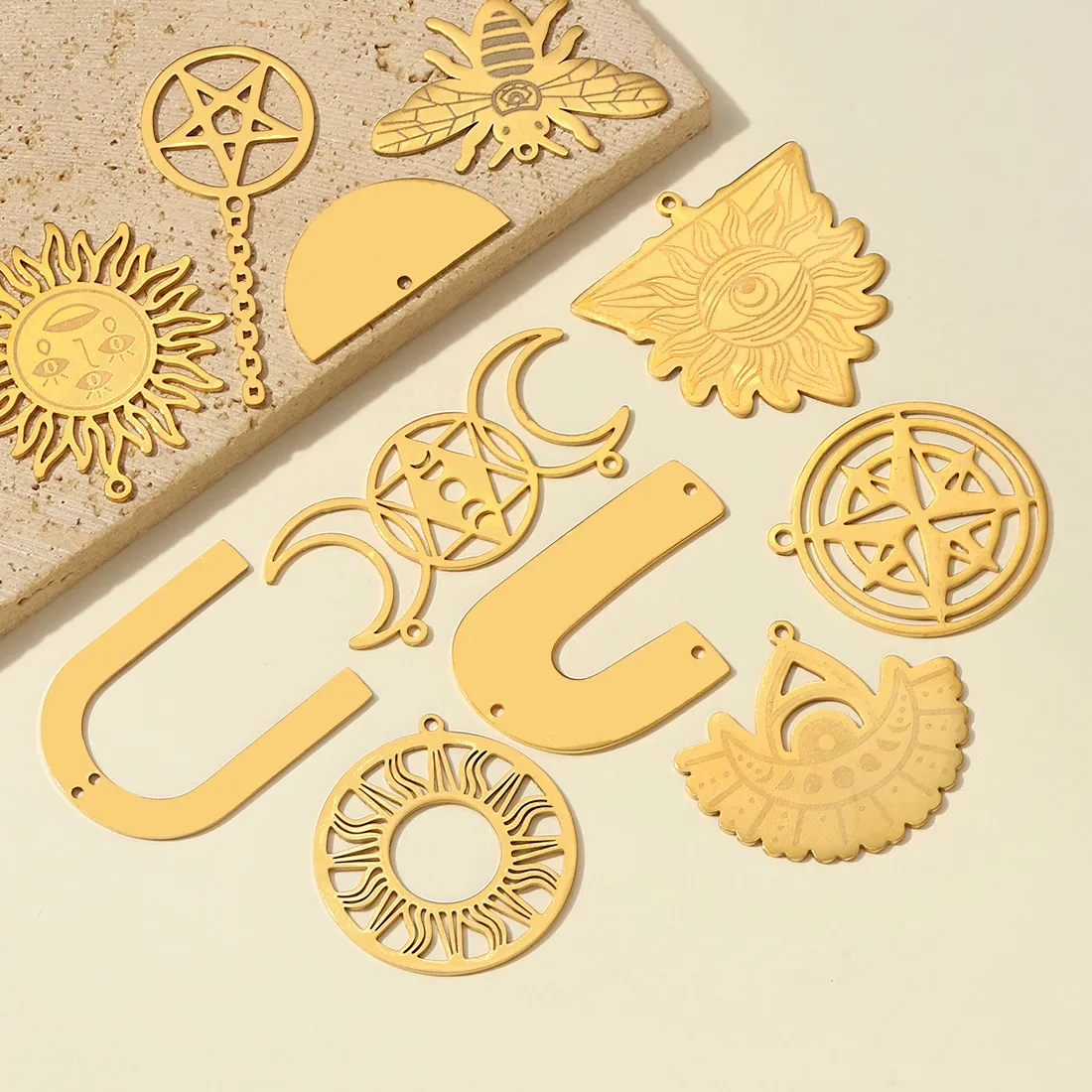 Authentic 10Pcs Star Of David Diy Charms Hourglass Lotus Necklace Pendants Woman Bee Snake Jewelry Finding