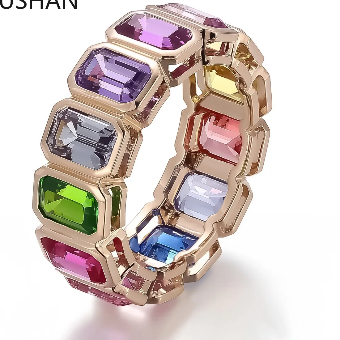 Authentic Radiant Solar Resonance Moissanite Gold Band