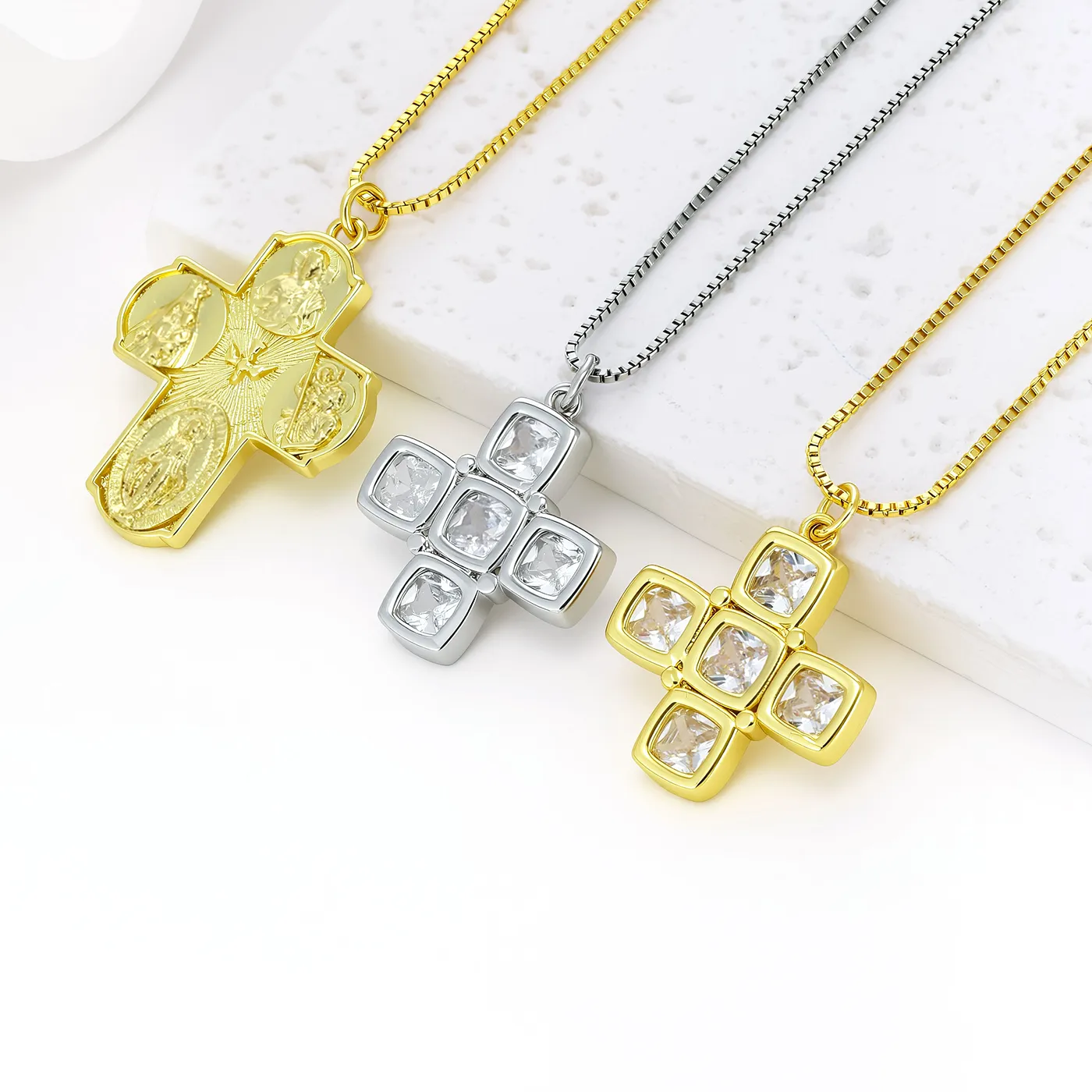 Authentic Sacred Geometry Cross And Holy Spirit Dove Gold- Plated Talisman
