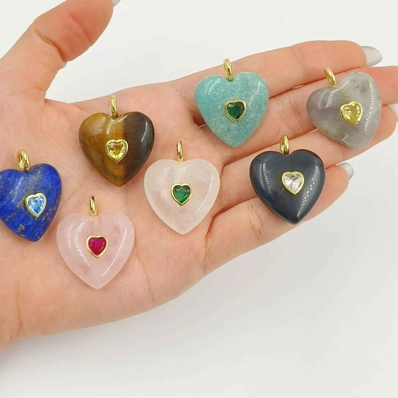 Authentic Wt- P2059 Heart Shape Gemstone Classic Yellow Pendant With 18K Real Gold Plated Birthday