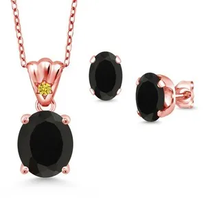 Authentic Talisman Of The Eclipse Rose Gold, Onyx, And Golden Yellow Zirconia