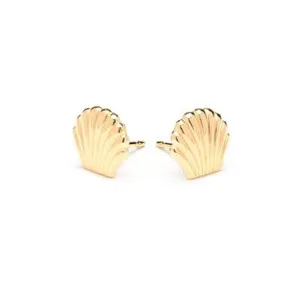 Authentic Whispers Of The Deep Tide Gold- Plated Seashell Studs