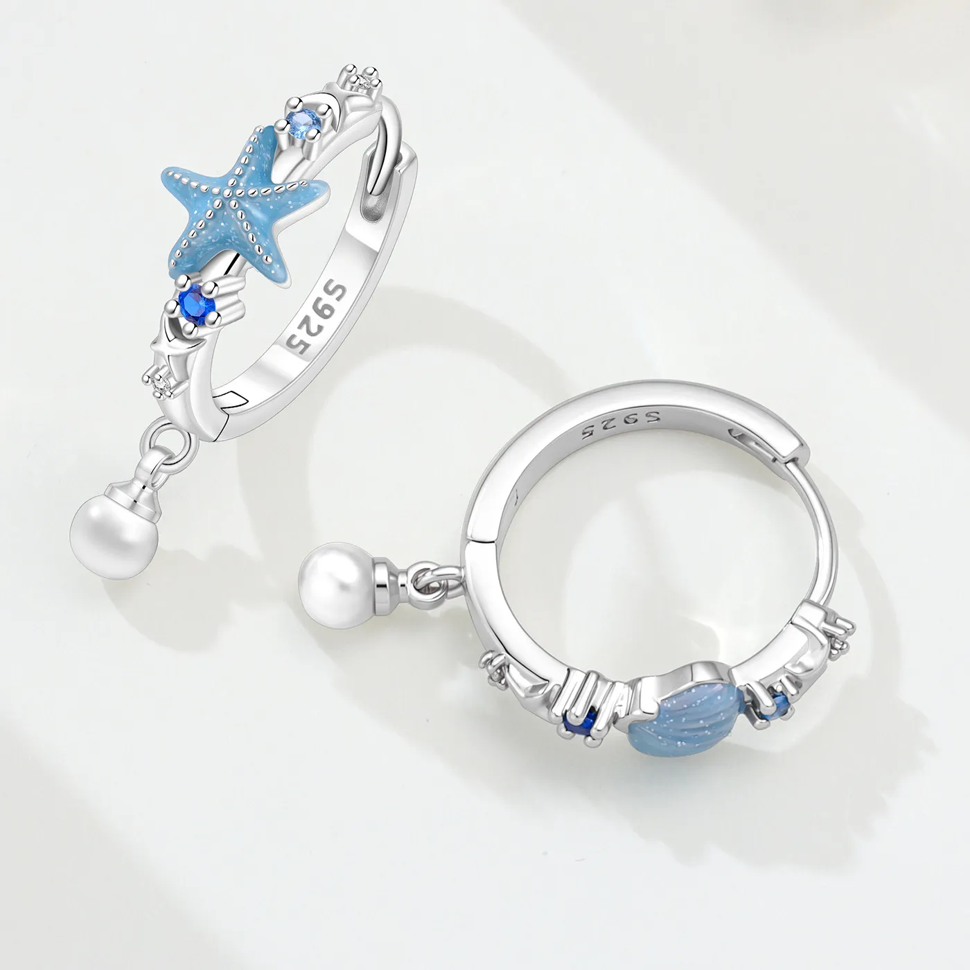 Authentic Tears Of The Azure Deep Gold- Plated Conch And Starfish Talisman Earrings