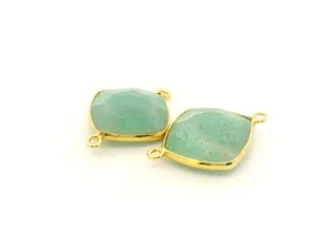 Authentic Celestial Gold Plated Amazonite Loop Connector 12 Mm, 15 Mm, 18 Mm