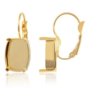 Authentic Radiant Facet Leverback Earring Mountings For Octagon Crystals
