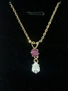 Authentic Tears Of The Sun The Crimson Flame Gold- Plated Peardrop Talisman