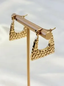Authentic Threshold Of The Sun- 18Ct Gold- Plated Trapezoid Sacred Geometry Hoops