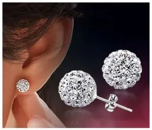 Authentic Celestial Sphere Shamballa Studs In 18- Karat White Gold Finish