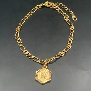 Authentic The Golden Sigil Of Origins Initial W Figaro Anklet